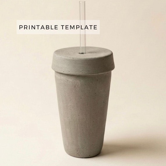 Cold Drink Tumbler With Lidded Template:  DIY Ceramics Pottery (Printable PDF Download A4 size)
