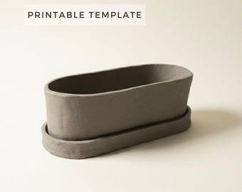 Wide Planter Template: DIY Slab Building Pottery (Printable PDF Download A4 size)