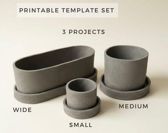 Planter Set Templates: DIY Pottery Slab Building (Printable PDF Download A4 size)