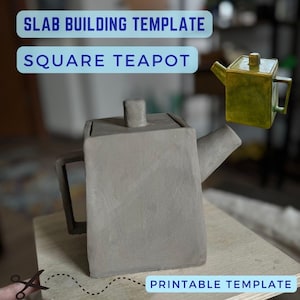 Square Teapot Template: DIY Ceramics Slab Building (PDF Pattern)