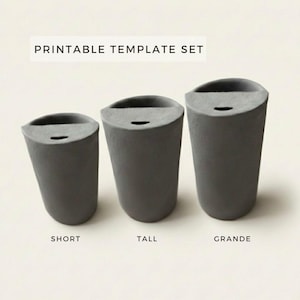 Ceramic Travel Mug Template Set 3 pieces: Slab Building Pottery  (PDF Download A4 )