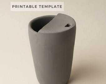 背の高いトラベルマグの型紙：DIY陶芸作品（印刷可能なPDFファイル、A4サイズ）