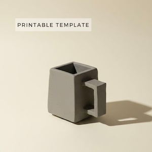 Square Mini Mug Template: DIY Pottery Slab Building (Printable PDF Download A4 size)