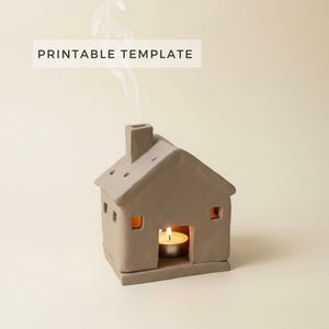 Christmas Home Candle and Incense Holder Template: Slab Building (Printable PDF Download A4 size)
