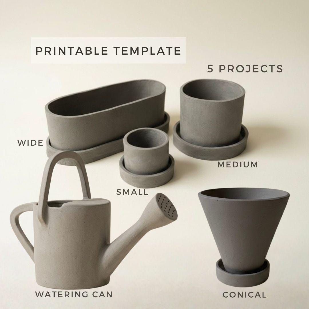 Planter Template Set of 5 : DIY Pottery Slab Building (printable PDF ...