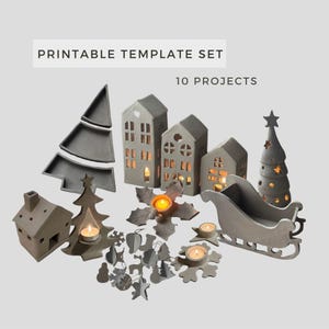 Christmas Pottery Template Kit 10 Pcs: DIY Slab Building Projects (PDF Download)