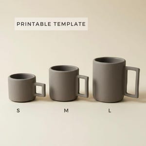 3 Mug Sizes Template Set: DIY Pottery Slab Building (Printable PDF)