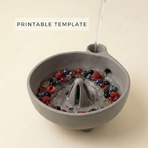 Viral Vortex Fruit or Berry Washer Bowl Pottery Template: DIY Ceramic Printable PDF Download
