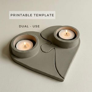 Puzzle Heart Candle Holder Template: Mother's Day Ceramic Slab Building (Printable PDF Download)