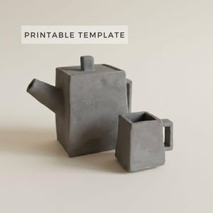 Square Teapot & Mug Template: DIY Ceramics Slab Building (PDF Download A4 Size)