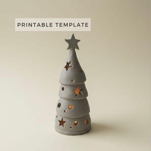 Christmas Tree Tealight Holder Template: Holiday Decor Slab Building (Printable PDF Download A4 size)
