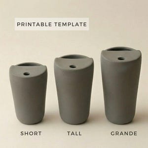 Ceramic Travel Mug Template Set 3 pieces: Slab Building Pottery  (PDF Download A4 )