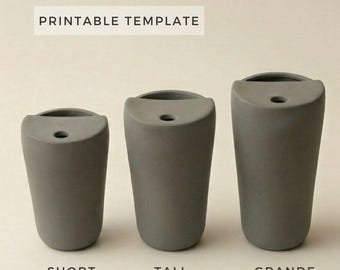 Zestaw szablonów do ceramicznych kubków podróżnych, 3 sztuki: Ceramika budowlana (pobierz plik PDF w formacie A4)