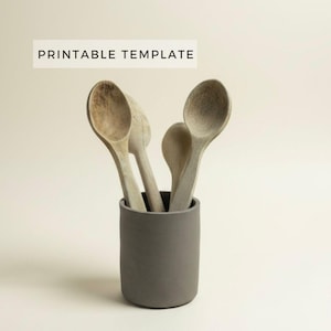 DIY Ceramic Kitchen Utensil Holder Template: Slab Building (Printable PDF Download A4 size)