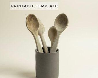 DIY Ceramic Kitchen Utensil Holder Template: Slab Building (Printable PDF Download A4 size)