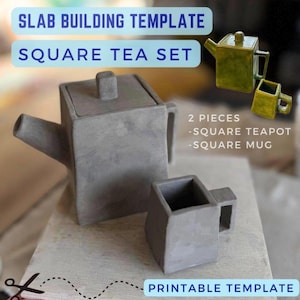 Square Teapot & Mug Template: DIY Ceramics Slab Building (PDF Download A4 Size)