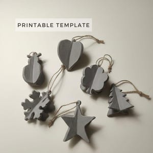 Juego de plantillas para adornos navideños 3D: Edificio de losas, 6 piezas (PDF imprimible)