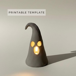 Halloween Ghost Tealight Candle Holder Template: DIY Ceramic Pottery PDF Pattern