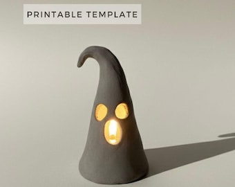 Halloween Ghost Tealight Candle Holder Template: DIY Ceramic Pottery PDF Pattern