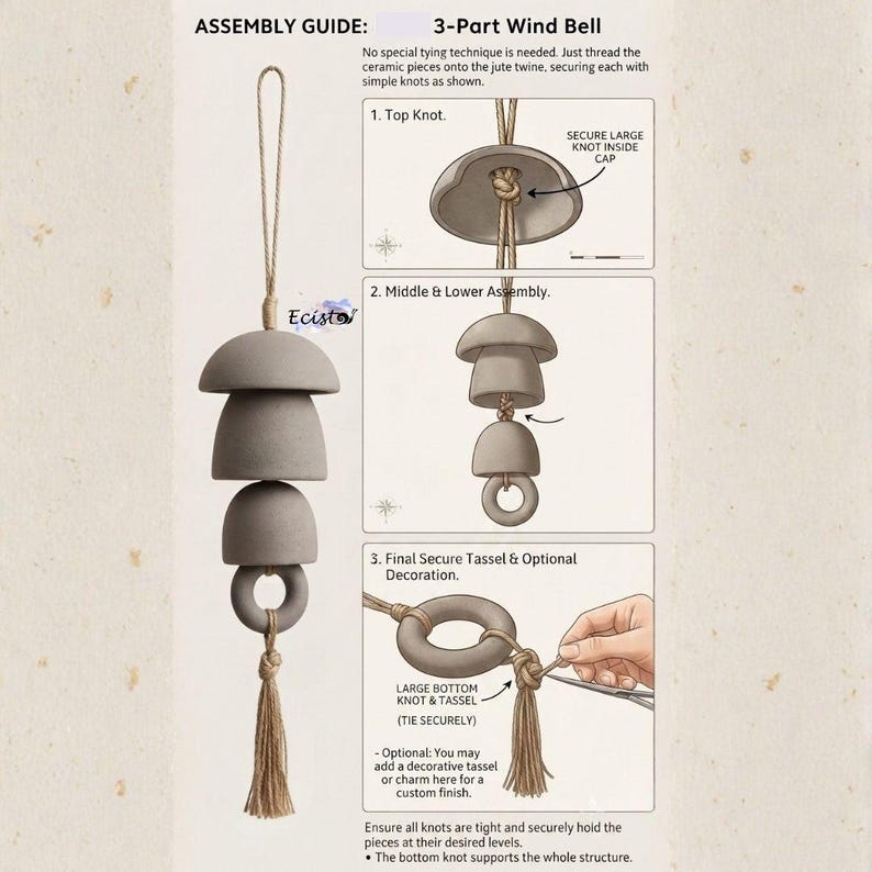 Gabarit de cloche à vent : Carillon en céramique à fabriquer soi-même (Téléchargement PDF imprimable format A4) image 5