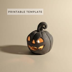 Halloween Pumpkin Candle Holder Template: DIY Ceramic Pottery Printable PDF Download A4 size