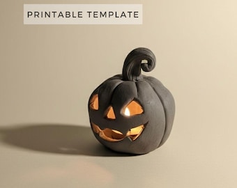Halloween Pumpkin Candle Holder Template: DIY Ceramic Pottery Printable PDF Download A4 size