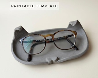 Dog Eyeglass and Jewelry Dish Template: DIY Ceramic Vessel (Printable PDF Download A4 size)