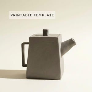 Square Teapot Template: DIY Ceramics Slab Building (Printable PDF Download A4 size)