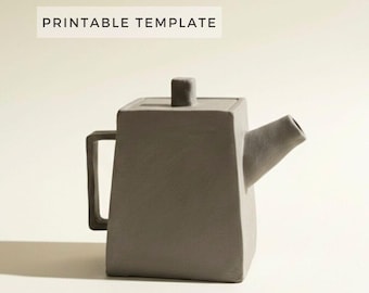 Square Teapot Template: DIY Ceramics Slab Building (Printable PDF Download A4 size)