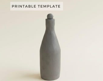 DIY Bottle Template: Ceramic Slab Building Pottery (Printable PDF Download A4 size)