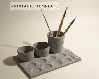 Painting Palette Template Set: DIY Ceramic Slab Building (Printable PDF Download A4 size)