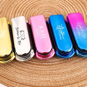 Personalized Folding Hair Comb with Mirror, Custom Name Travel Comb, Compact Makeup Brush, Gift for Her, Bridesmaid Gift