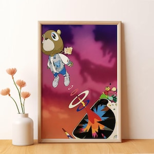 Pôster de capa de álbum de formatura de Kanye West, pôster musical, arte de parede, decoração de quarto, pôster de arte para presentes, impressão em tela