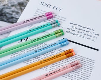5 lápices HB personalizados, lápices grabados, regalo personalizado para profesores, lápices con mensajes positivos, juegos de lápices personalizados para niños