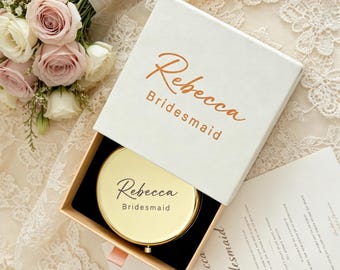 Personalized Pocket Mirror, Bridesmaid Thank You Gifts, Custom Compact Mirror, Wedding Gift for Mom, Bridal Party Wedding Favor for Her