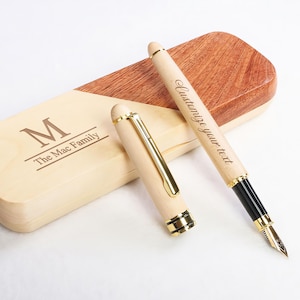 Custom Engrave Wooden Pen Set, Personalized Maple Pen Set, Rosewood Pen Case, Graduation Gifts, Groomsman Gift