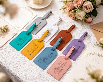 Personalized PU Leather Luggage Tag, Custom Travel Accessories