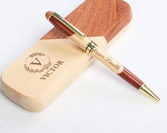 Custom Wood Ballpoint Pen Set, Engraved Pen, Personalized Wooden Pen Case, Wedding Gift Pens, Pen For Men, Graduation Gifts 2026