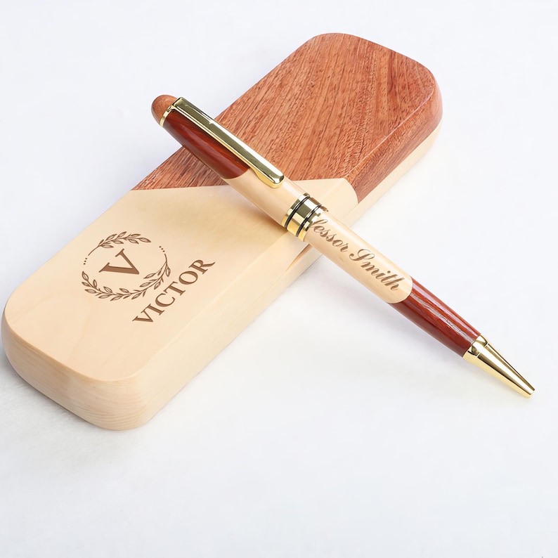 Custom Wood Ballpoint Pen Set, Engraved Pen, Personalized Wooden Pen ...