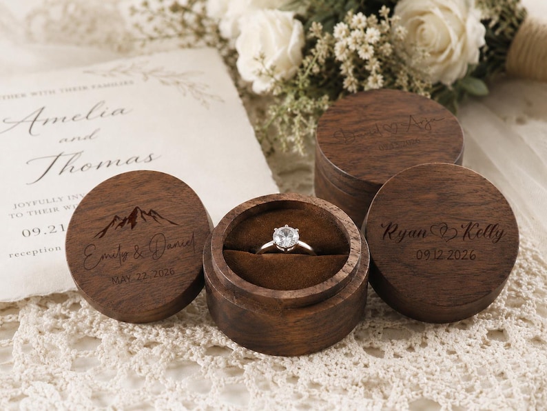 Wedding Rig Box Personalized Wooden Ring Box Engagement Ring Holder, Custom Walnut Box ...