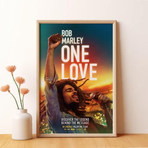 Bob Marley One Love, affiche de film, oeuvre d'art murale, décoration de chambre, affiche d'art pour cadeau, impression sur toile