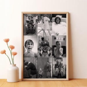 Póster de escenas de baño de película, póster de película, póster de collage, decoración divertida de pared para baño, decoración de habitación, póster artístico para regalar.