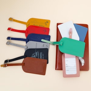 Personalized Leather Luggage Tag, Custom Couple Luggage Tags, Bridal Shower Gift, Party Favors, Wedding Favors, Business Promotional