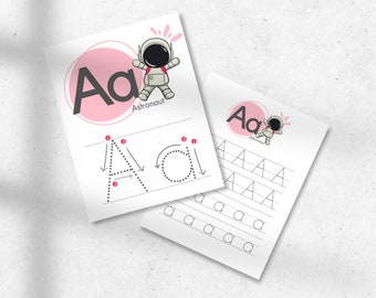 Printable Alphabet Tracing Worksheet - Toddler Letter Sheets - Pre-school Handwriting Practice Workbook - PDF Digital product