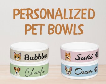 Custom Dog Bowl Using Pet Caricature & Name Personalized Dog Bowl Personalized Cat Bowl Custom Pet Bowl Personalized Pet Bowls