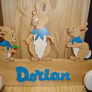solid wood rabbit coat rack with first name