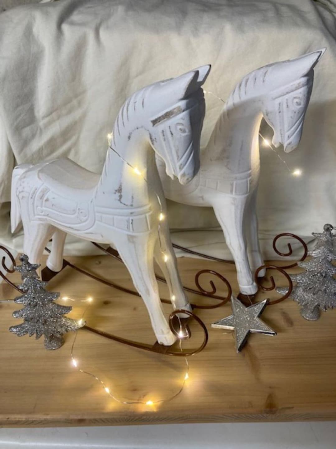 Decorative White Wooden Rocking Horse - Etsy