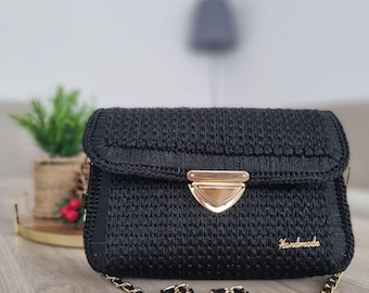 Gepersonaliseerde zwarte elegante portemonnee dames toilettas crossbody valentijnsdag verjaardagscadeau make-up tas zwarte gehaakte portemonnee voor Valentijnsdag