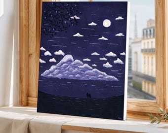 Purple Hush | Print on Canvas | Moonlit Cloudscape