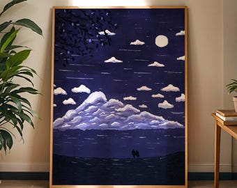Purple Hush | Rolled Poster | Moonlit Cloudscape
